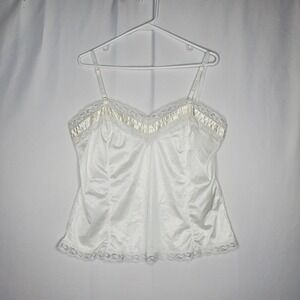 Vtg Mel-Lin Camisole Tank Top Women XL Lace Nylon Cottagecore Milkmaid Coquette